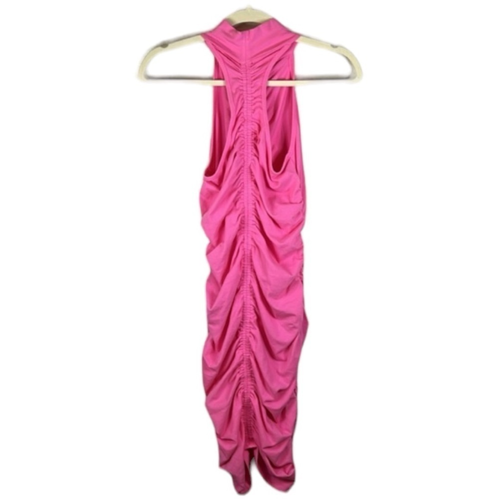 Monrow Revolve Pink Ruched High Neck Bodycon Dress Size S - Picture 2 of 7